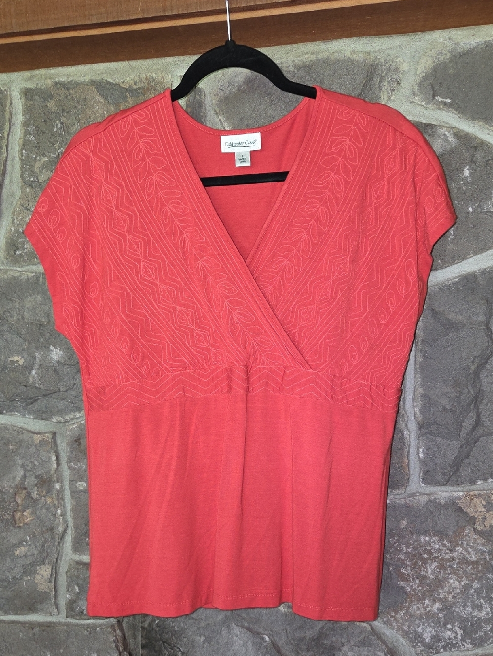 Coldwater Creek Coral V-Neck Knit Top
